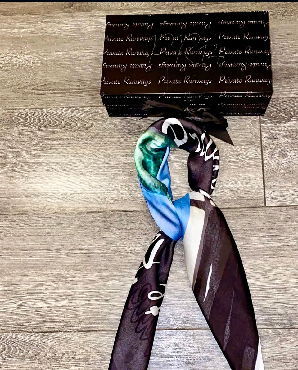 7 Block Private Runways Silk Scarf