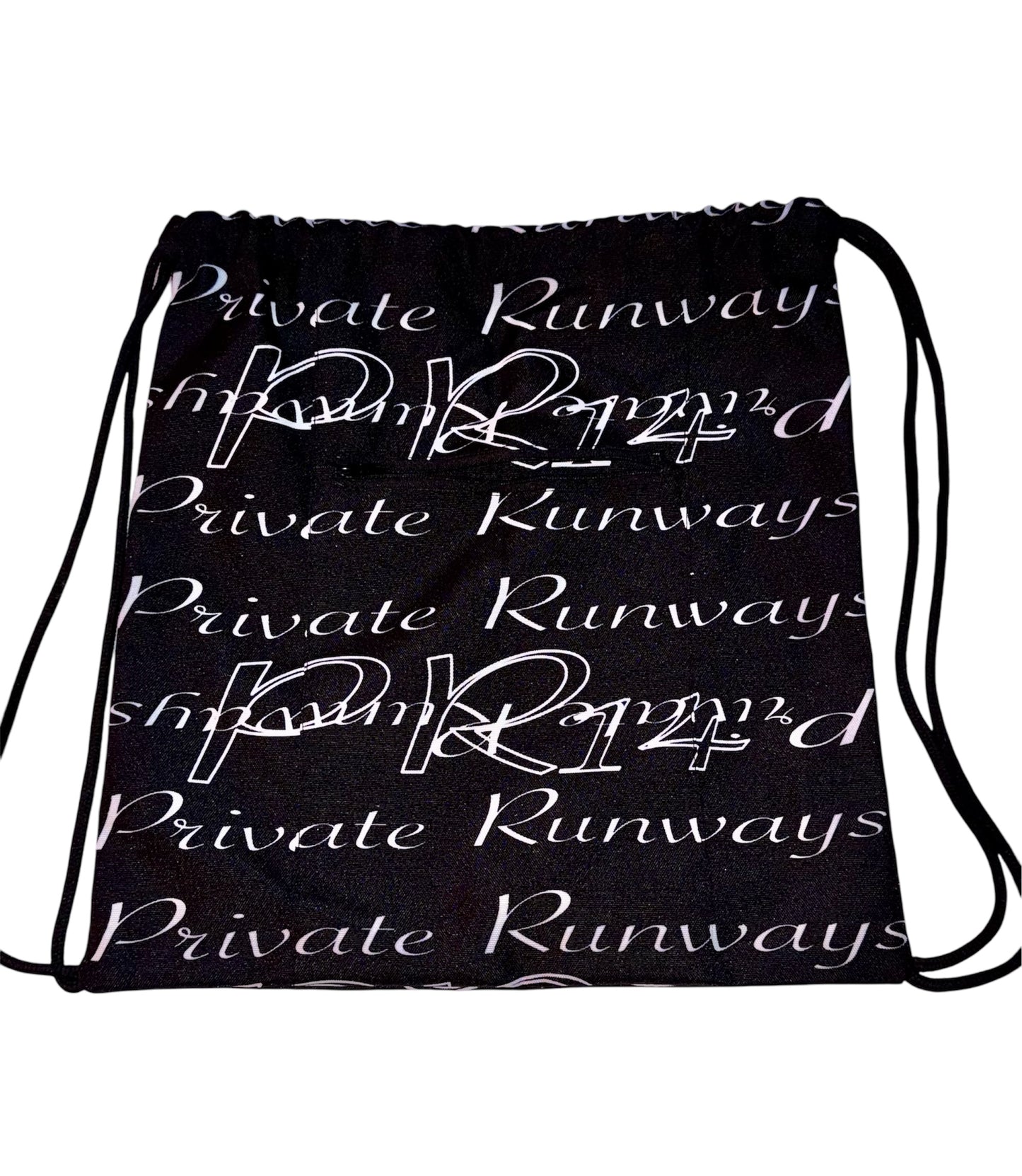 Private Runways Monogram Black Drawstring Bag