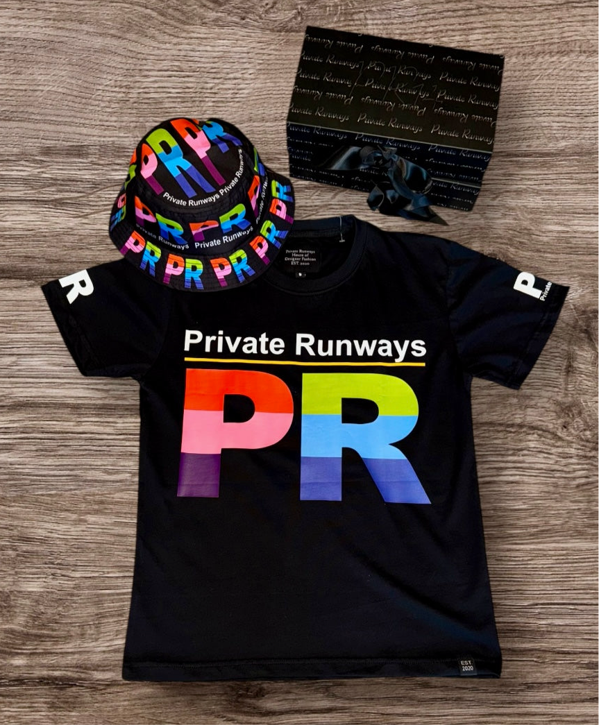 Private Runways PR Logo T-Shirt & Bucket Hat Set