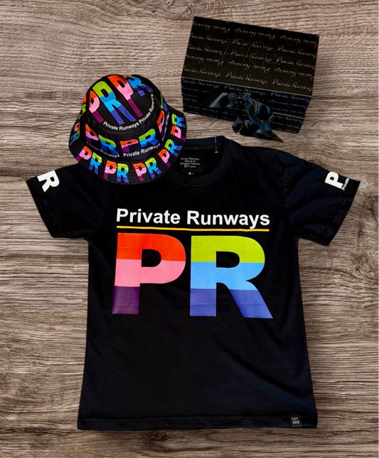 Private Runways PR Logo T-Shirt & Bucket Hat Set