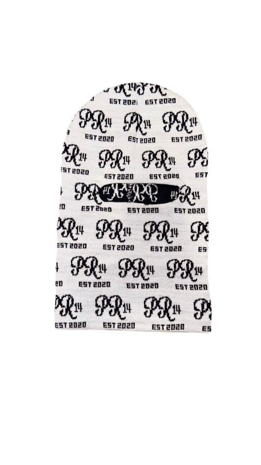 PR14 Monogram Knit Balaclava – White & Black