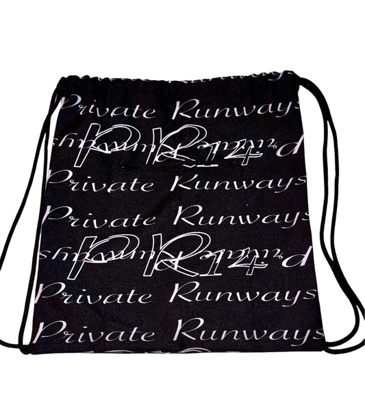 Private Runways Monogram Black Drawstring Bag