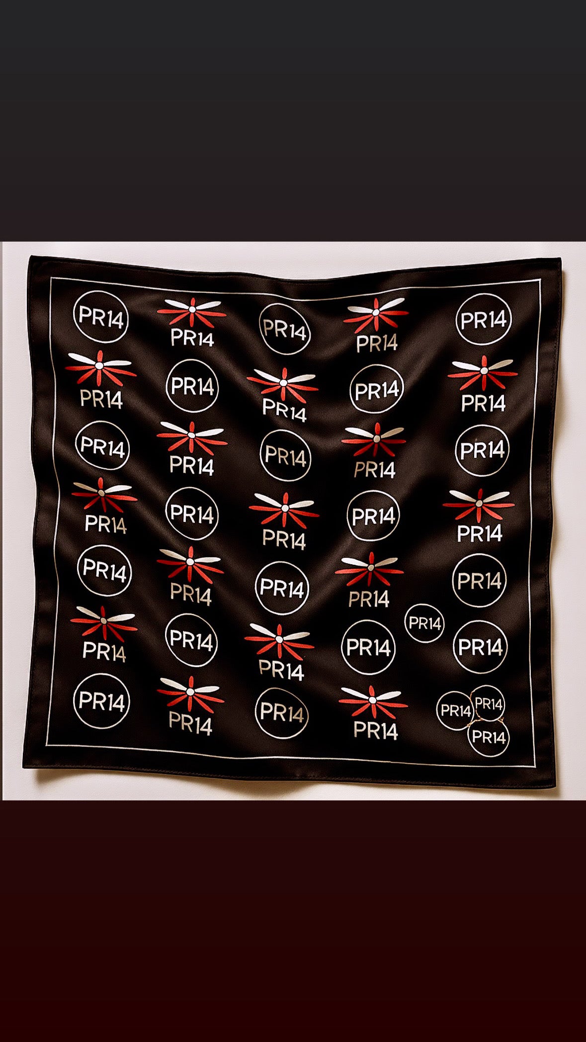 ( Preorder )PR14 Black & Red Monogram Silk Scarf (Preorder)
