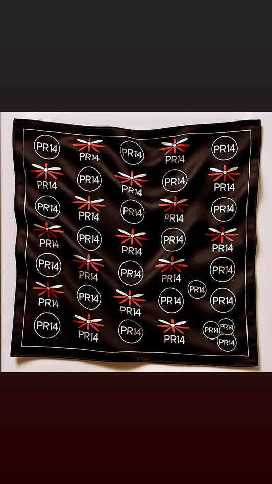 ( Preorder )PR14 Black & Red Monogram Silk Scarf (Preorder)
