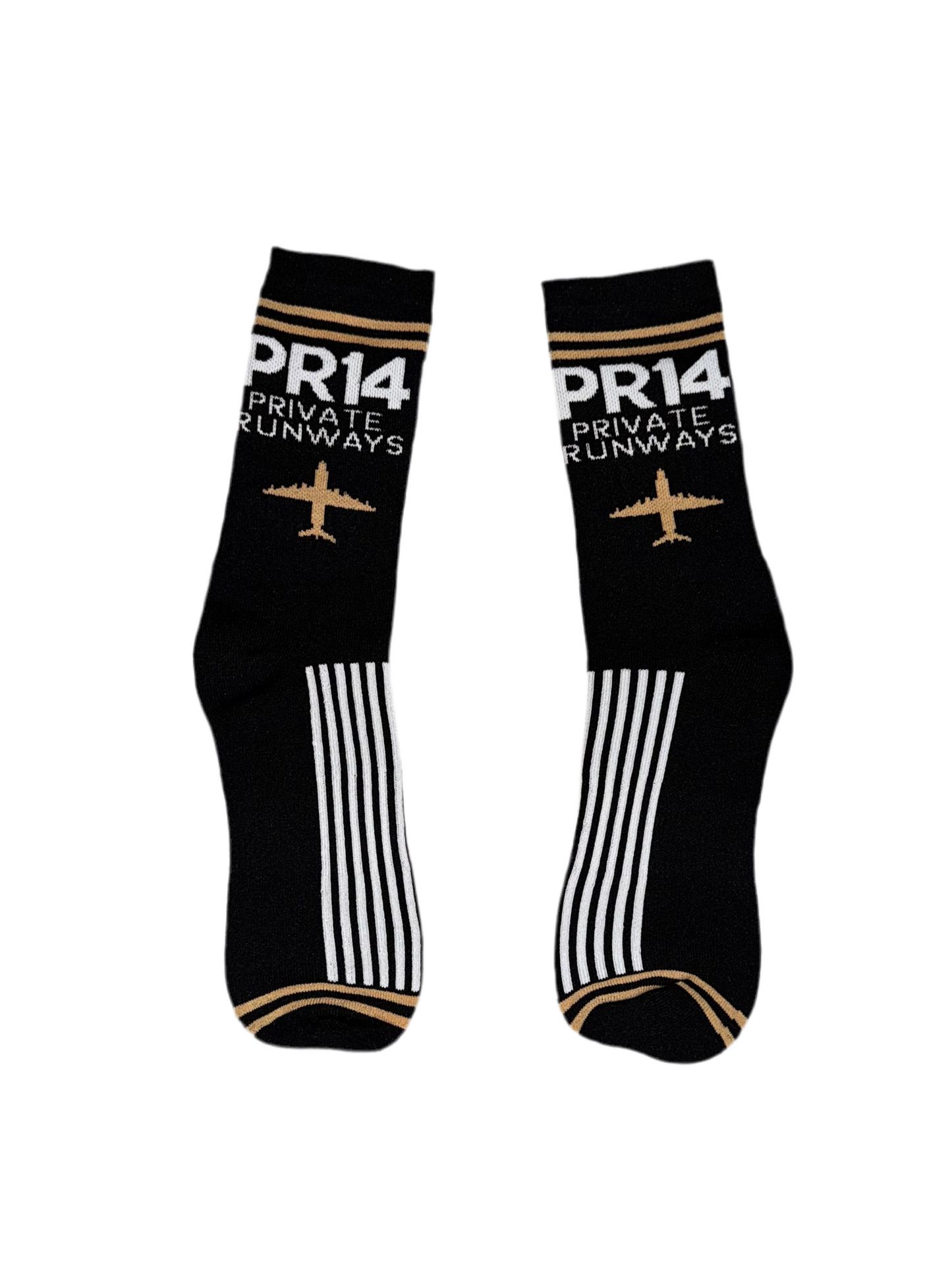 PR14 Luxe Flight Socks – Black, White & Gold